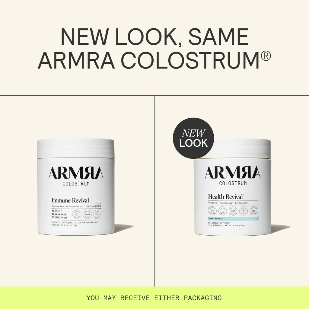Armra unflavored colostrum dietary supplement label details