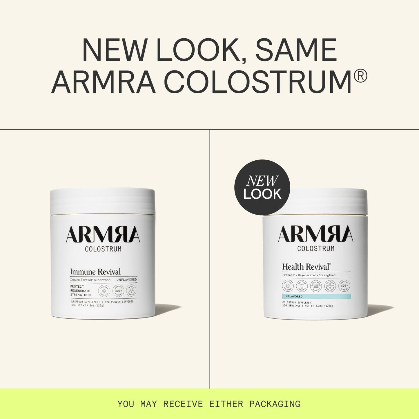 Armra Colostrum powder nutritional facts label