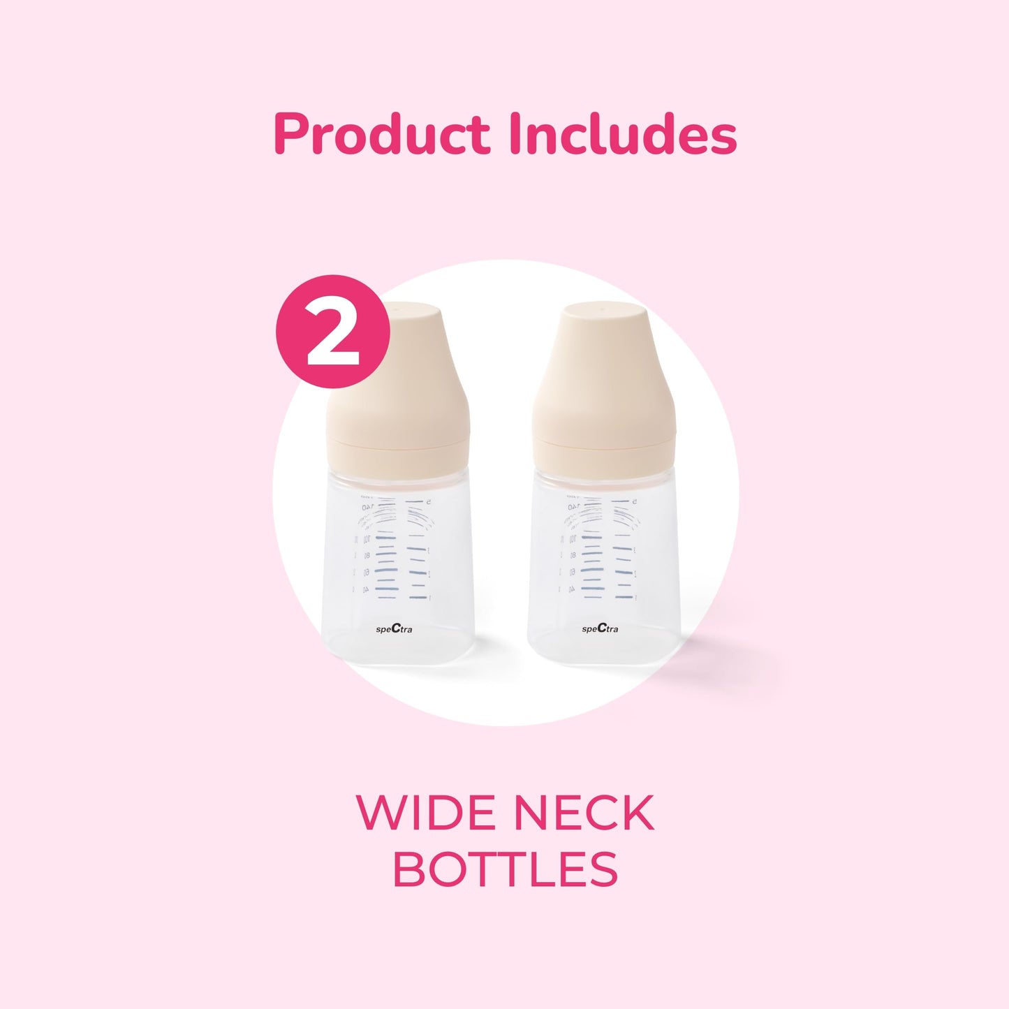 Spectra baby bottles showing wide neck flange compatibility