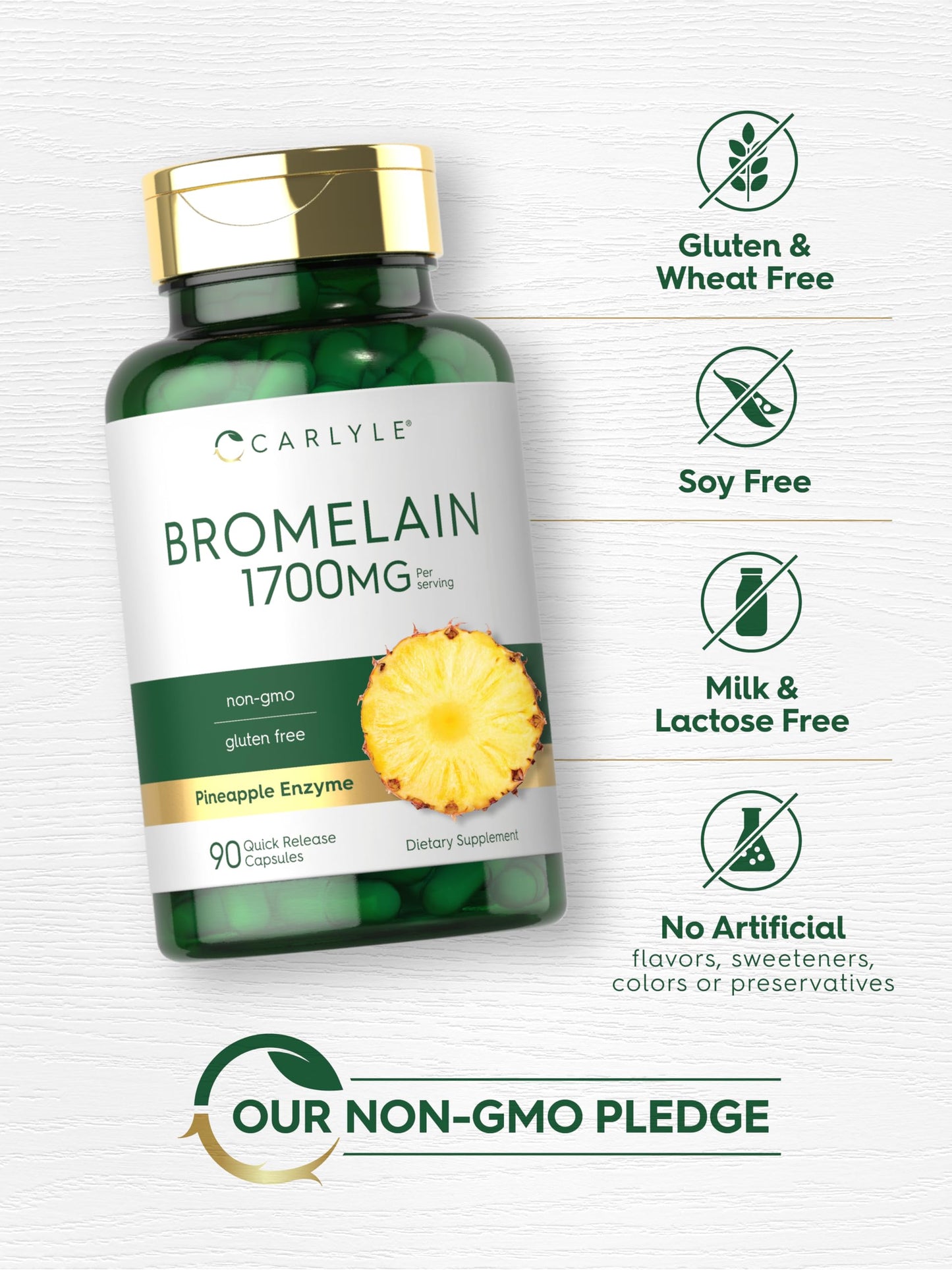 Carlyle Bromelain digestive enzyme capsules side profile