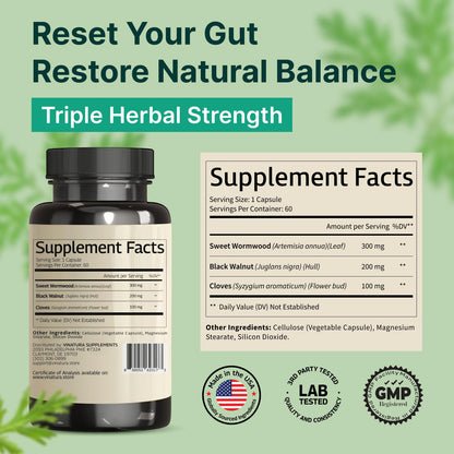 Premium herbal cleanse formula bottle for gut health