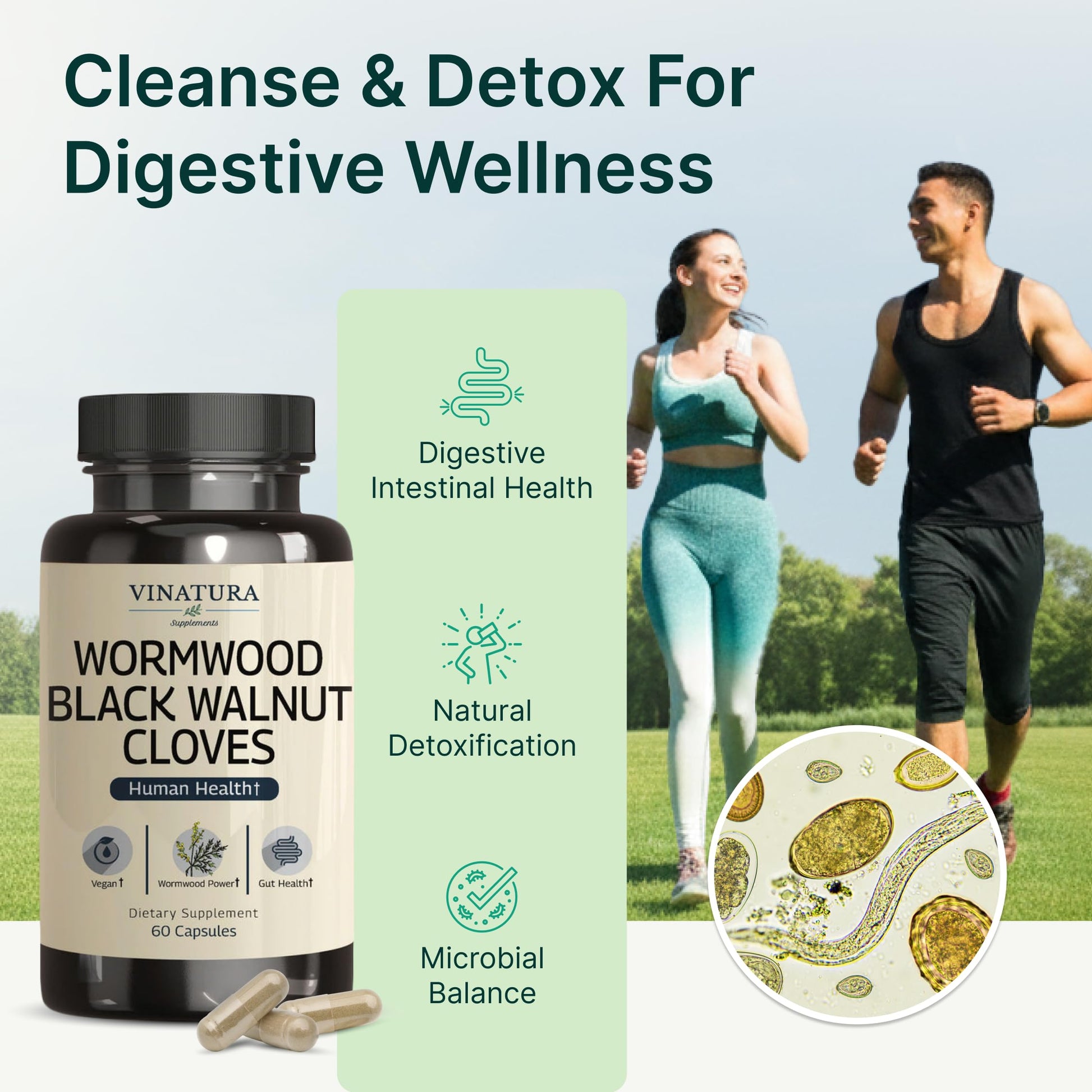 Vinatura 60 count detox capsules for intestinal support