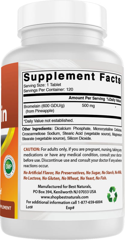 Authentic USA imported Best Naturals Bromelain enzyme supplement