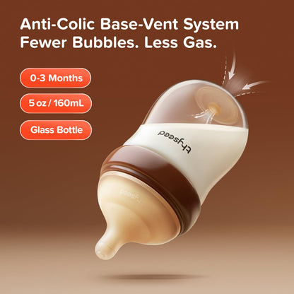 Thyseed newborn glass feeding bottle with extra slow flow nipple assembly