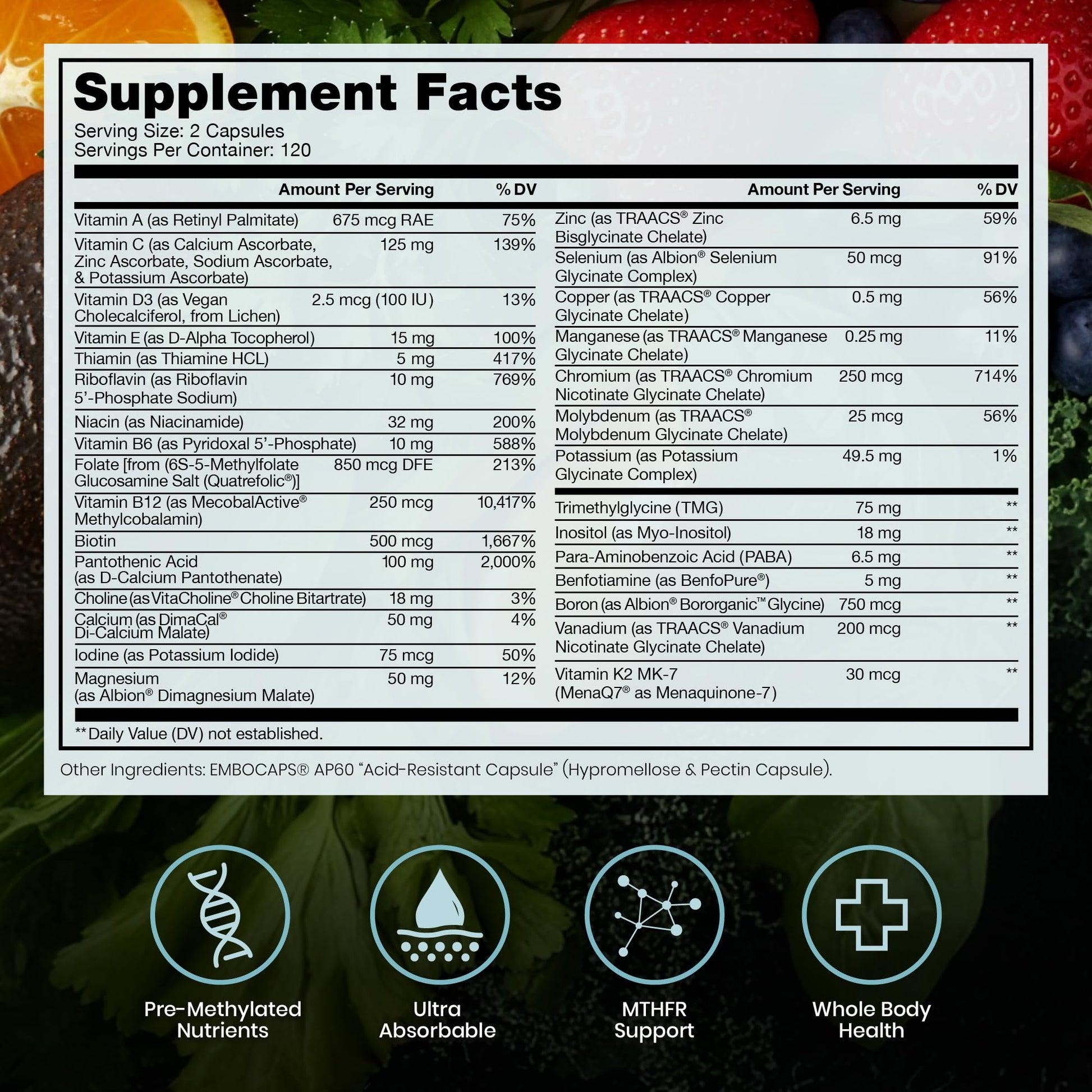 Pure Therapro Rx supplement facts label