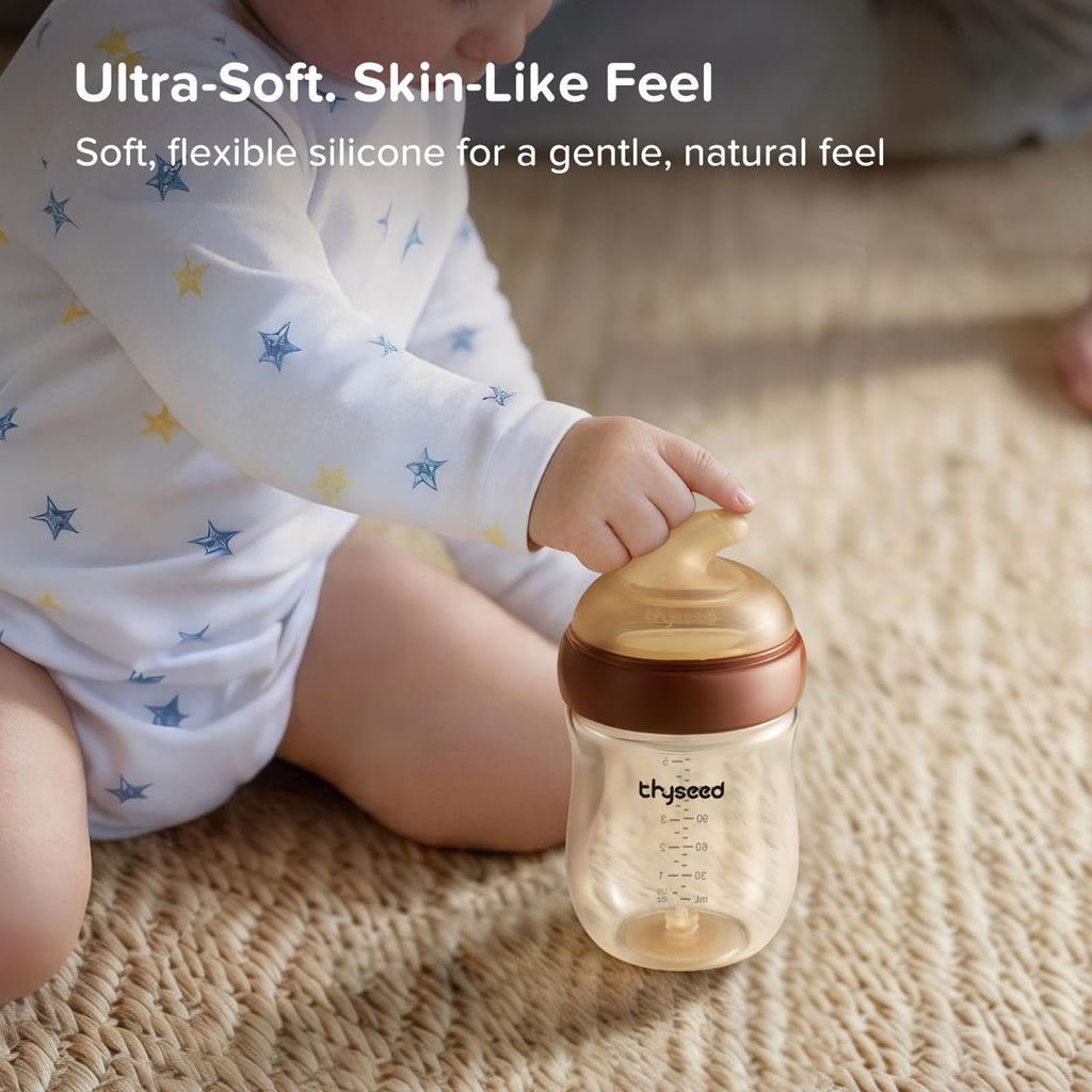 Thyseed extra slow flow glass bottle for newborn paced feeding comfort