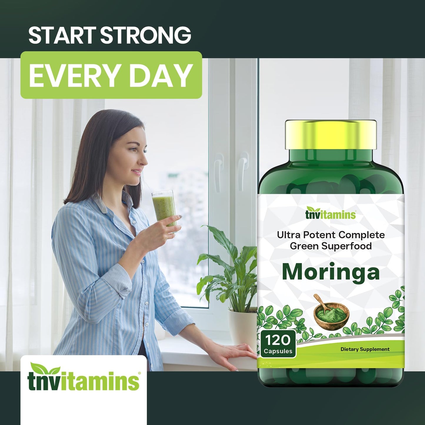 Authentic USA imported Moringa supplement 120 count bottle