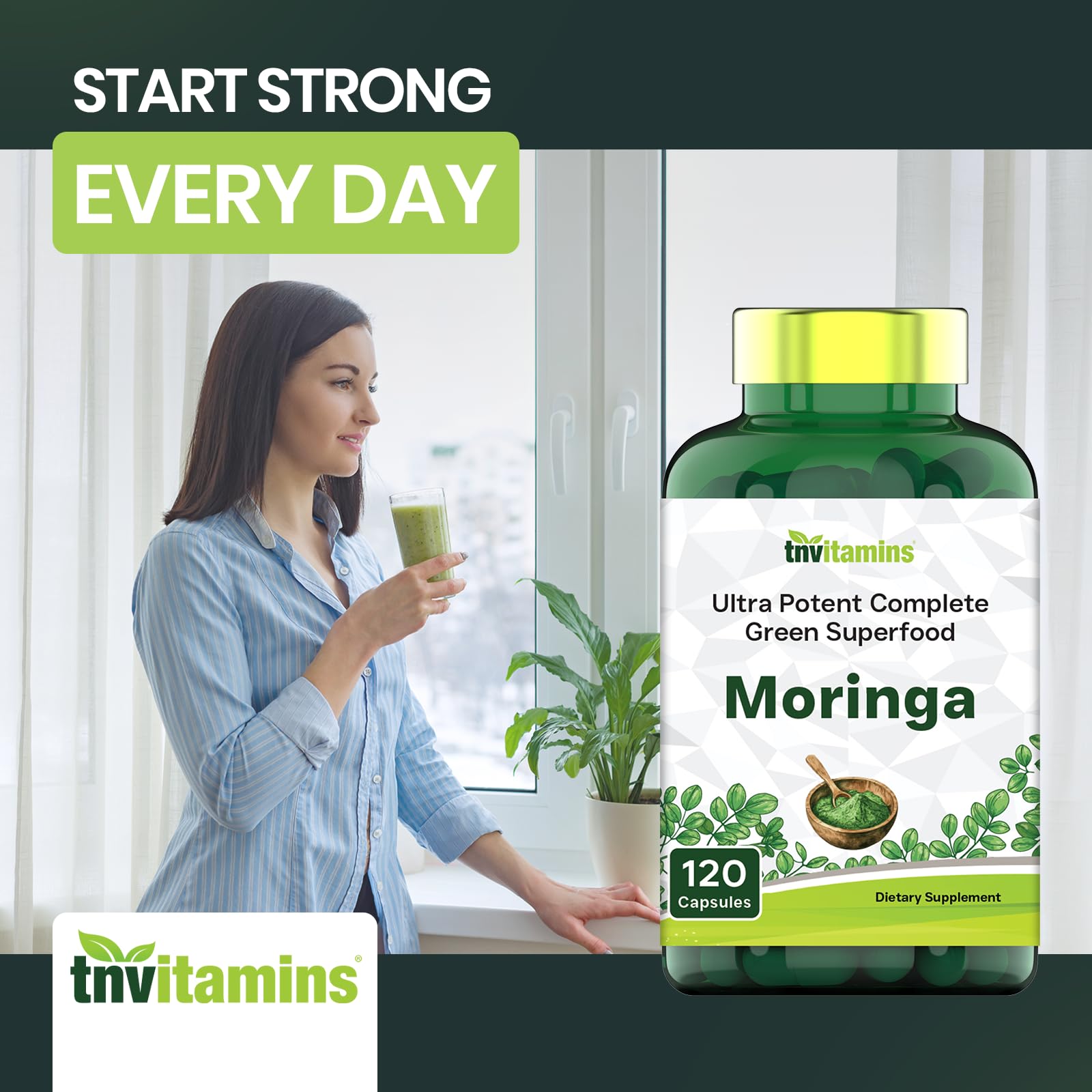 Authentic USA imported Moringa supplement 120 count bottle