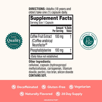 Close up of Neuriva caffeine-free nootropic supplement bottle