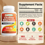 Best Naturals Choline Bitartrate supplement bottle back label ingredients