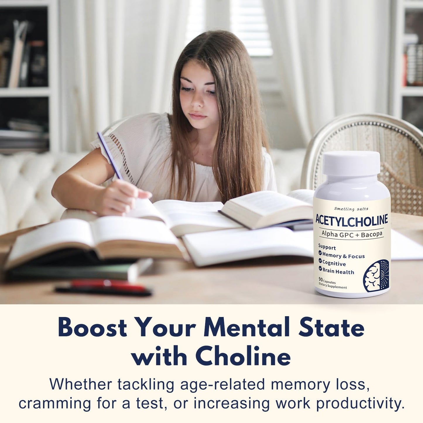 Dr. Maxwell acetylcholine precursor supplement bottle showcasing premium packaging and clear instructions.
