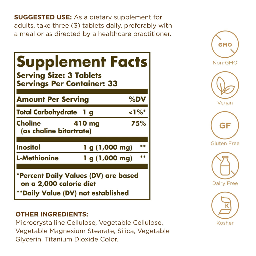 Solgar Lipotropic Factors supplement facts and ingredient label
