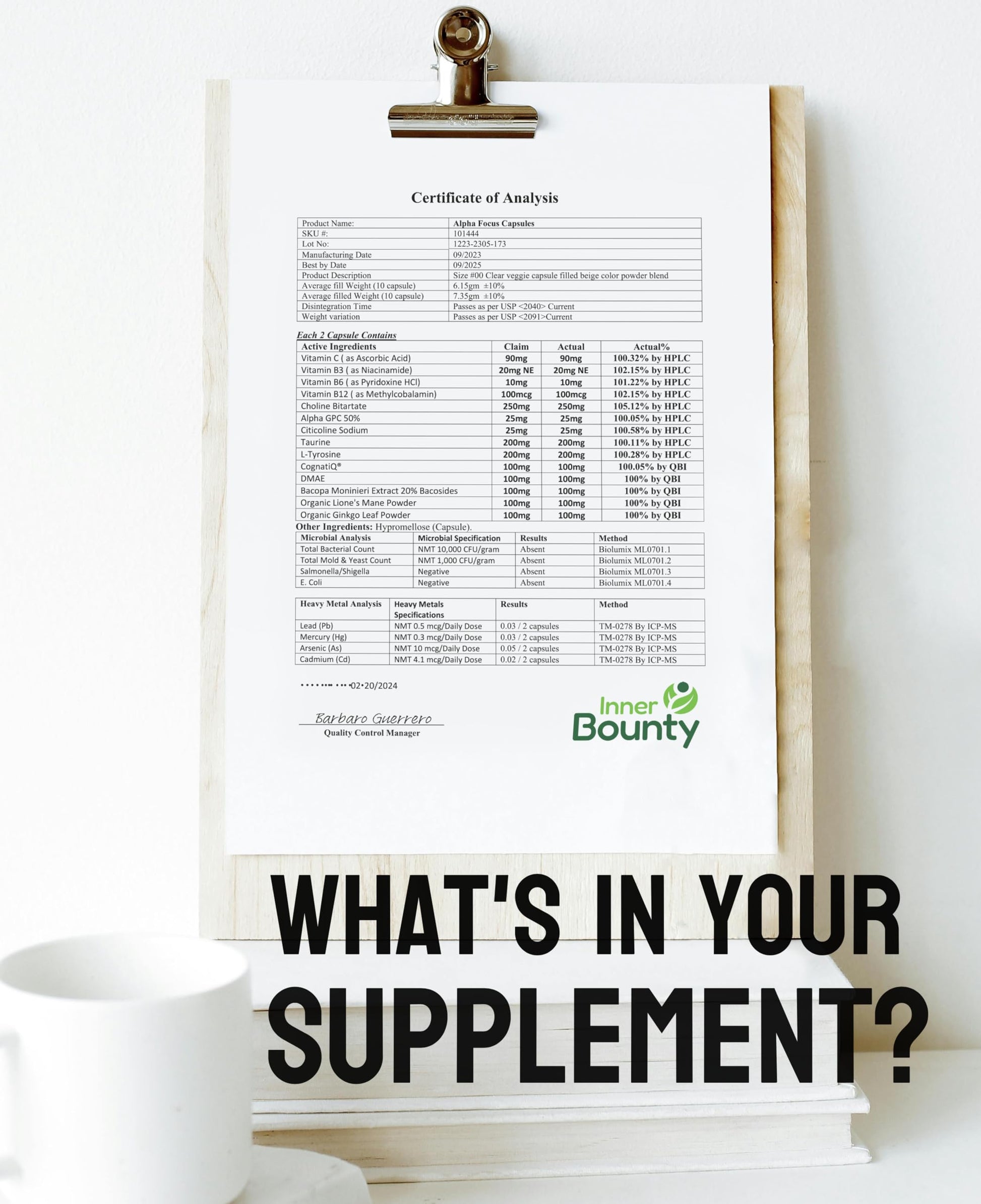 Side profile of Inner Bounty brain health capsules