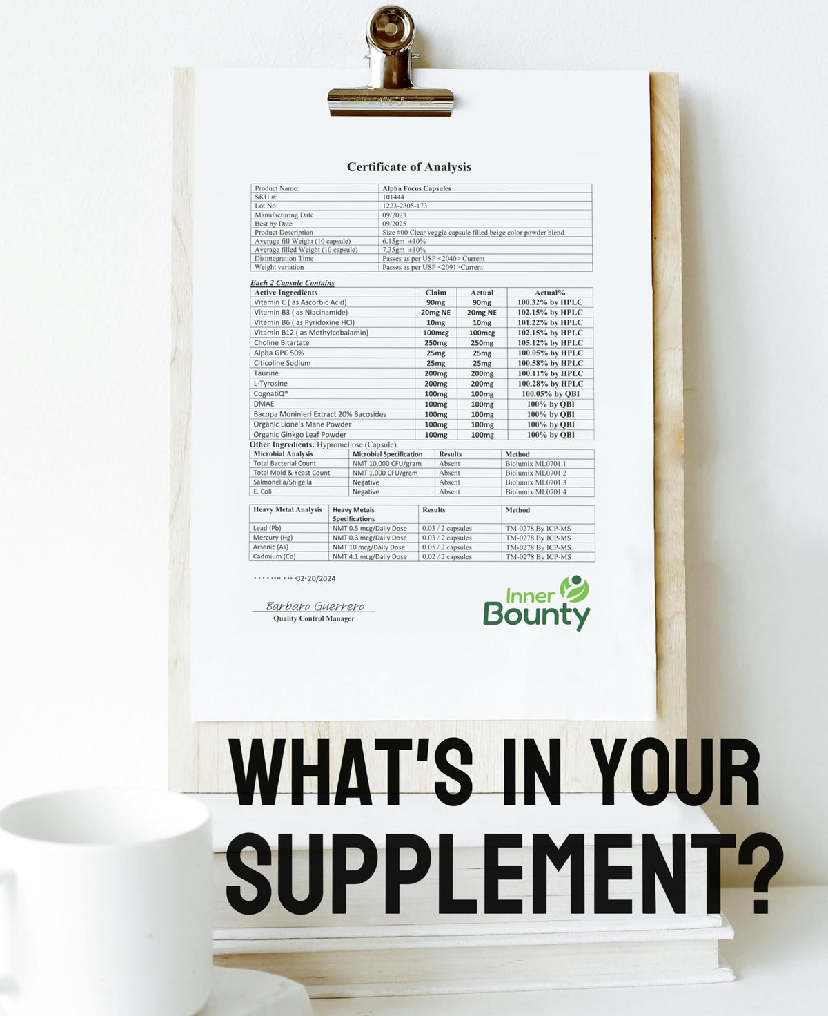 Side profile of Inner Bounty brain health capsules