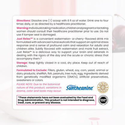 Pure Therapro Rx Just Relax supplement nutritional facts panel