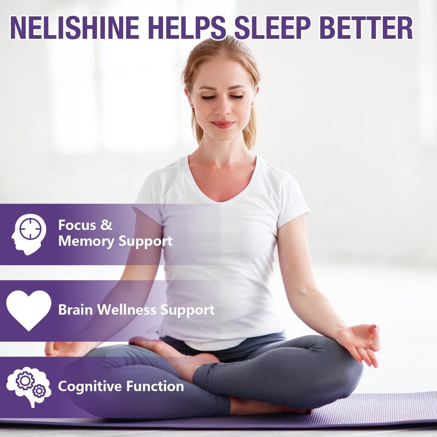 Blueberry flavored Nelishine brain wellness chewable gummies close up.