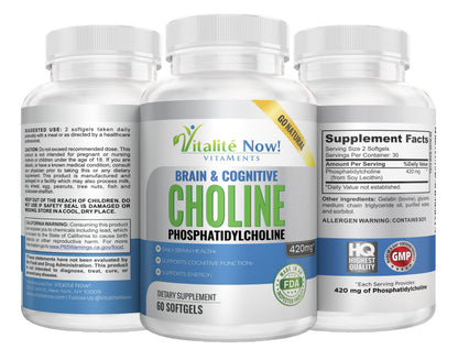 Vitalité Now high potency choline phosphatidyl complex supplement for memory and focus.