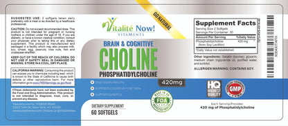 Vitalité Now cognitive function and cellular energy dietary supplement bottle showing dosage info.