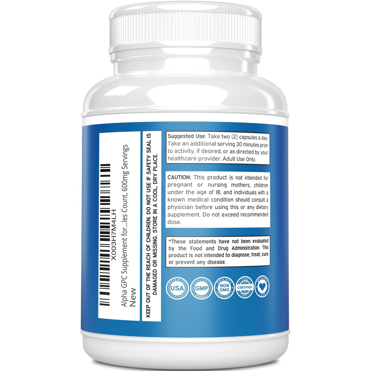 Side view of Dorado Nutrition brain support supplement bottle