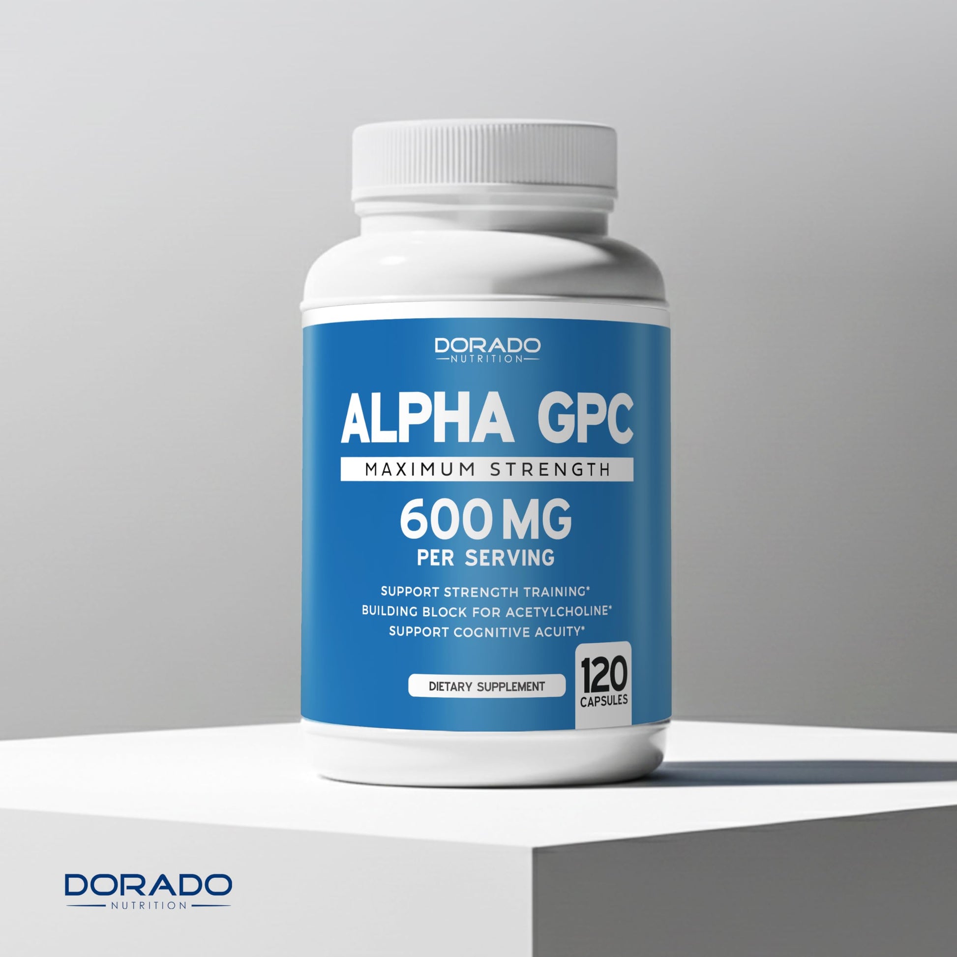 Top view of Dorado Nutrition Alpha GPC supplement cap