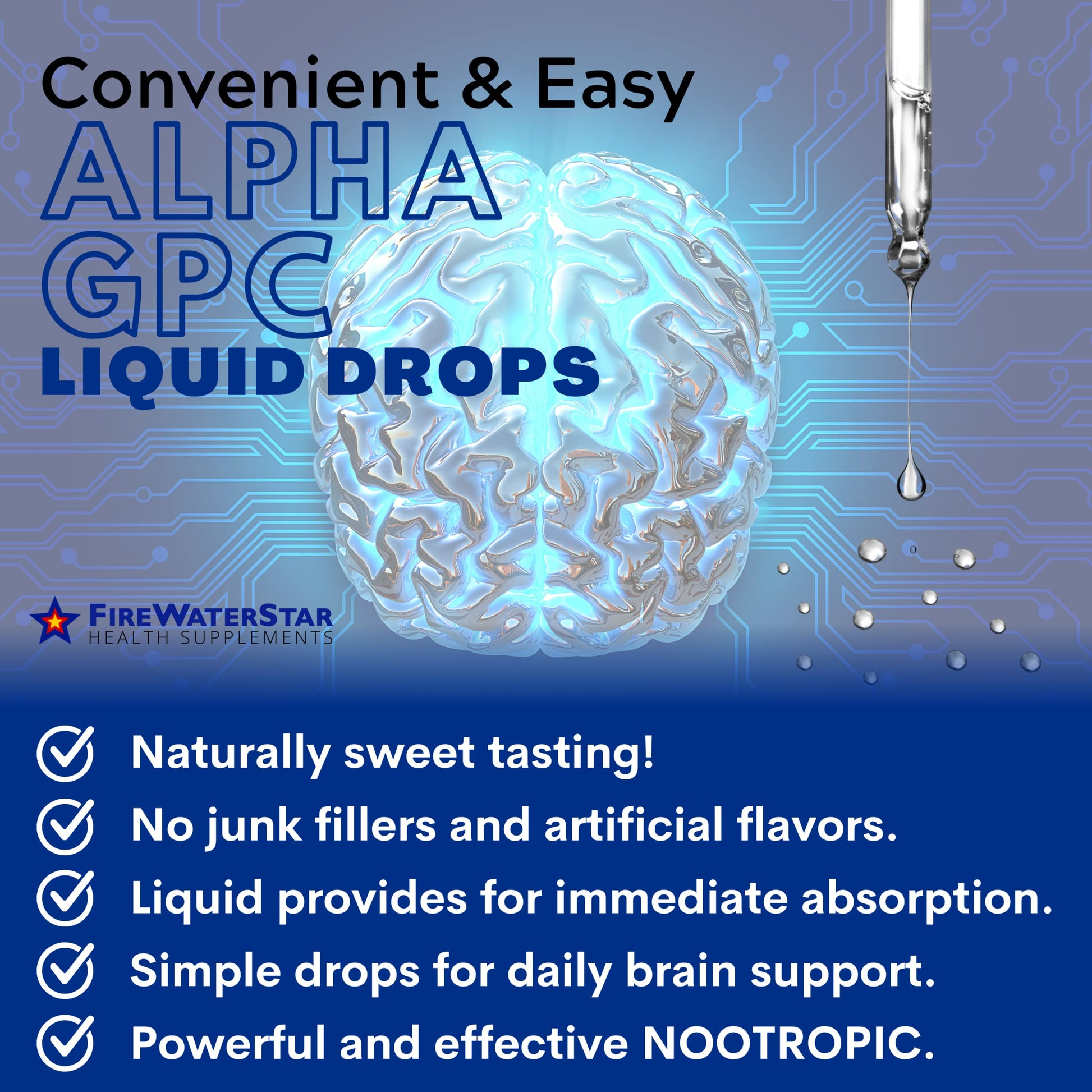Premium liquid nootropic supplement in glass bottle