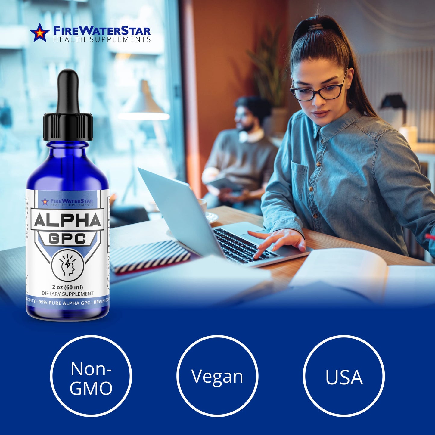 Firewaterstar Alpha GPC dietary supplement packaging