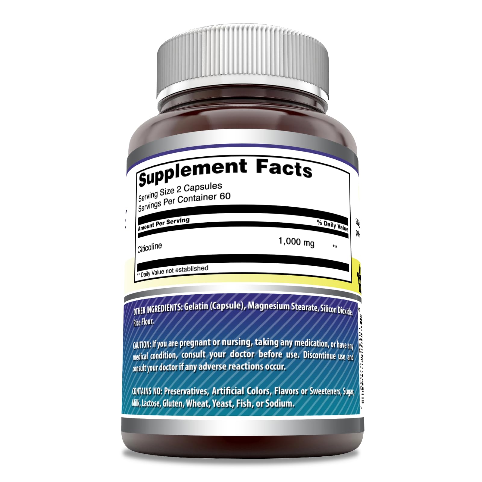 Amazing Nutrition Citicoline Supplement label showing 1000mg dosage