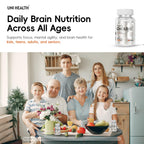 UniHealth Choline 60-day supply bottle placed next to natural ingredients emphasizing its vegan formulation