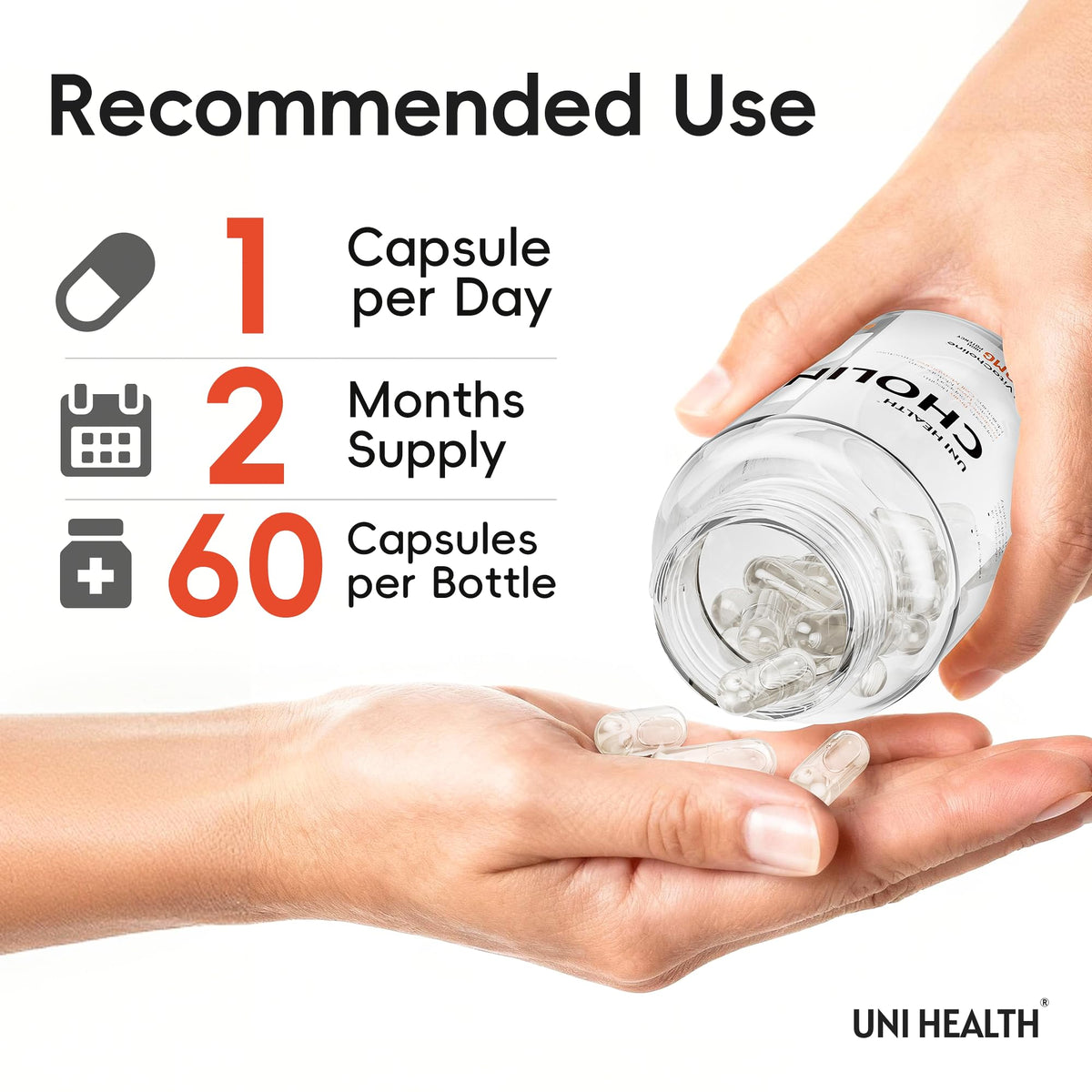 UniHealth brain supplement bottle displayed clearly to show the authentic safety seal and manufacturing details
