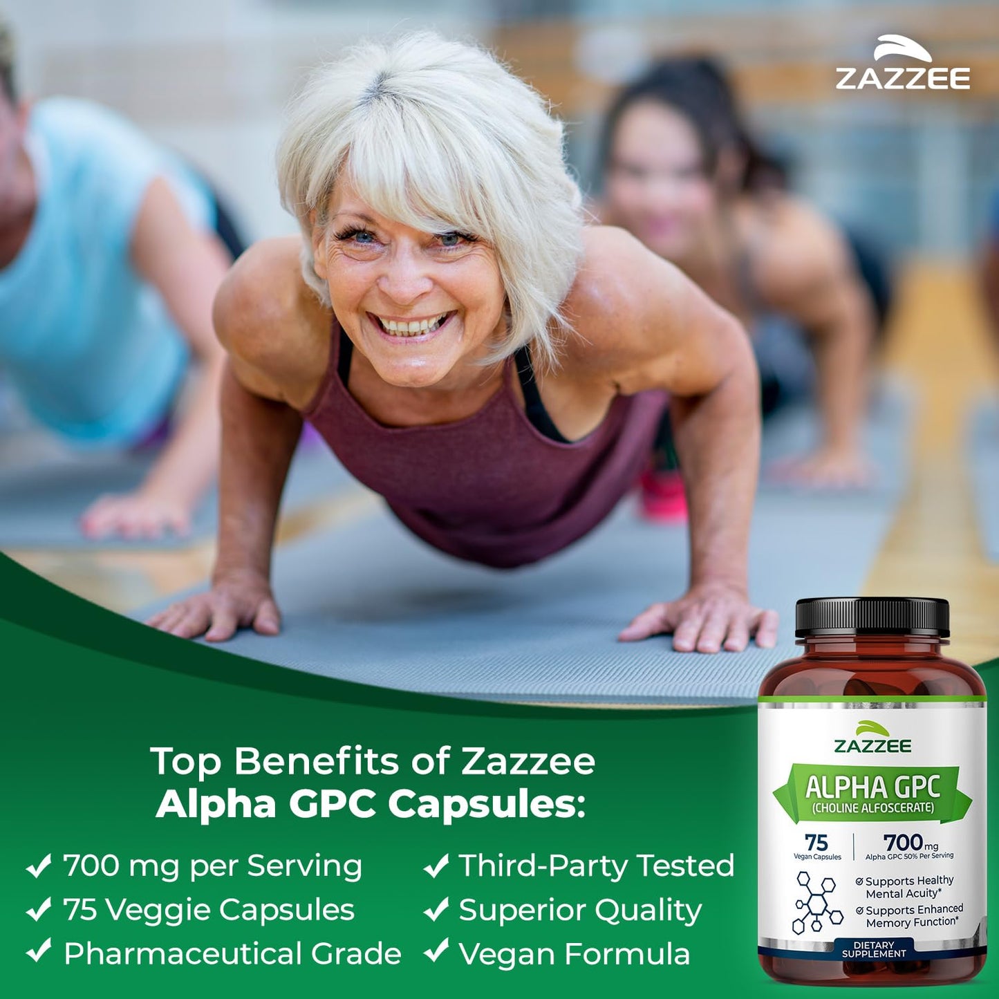 Zazzee pharmaceutical grade cognitive support supplement packaging