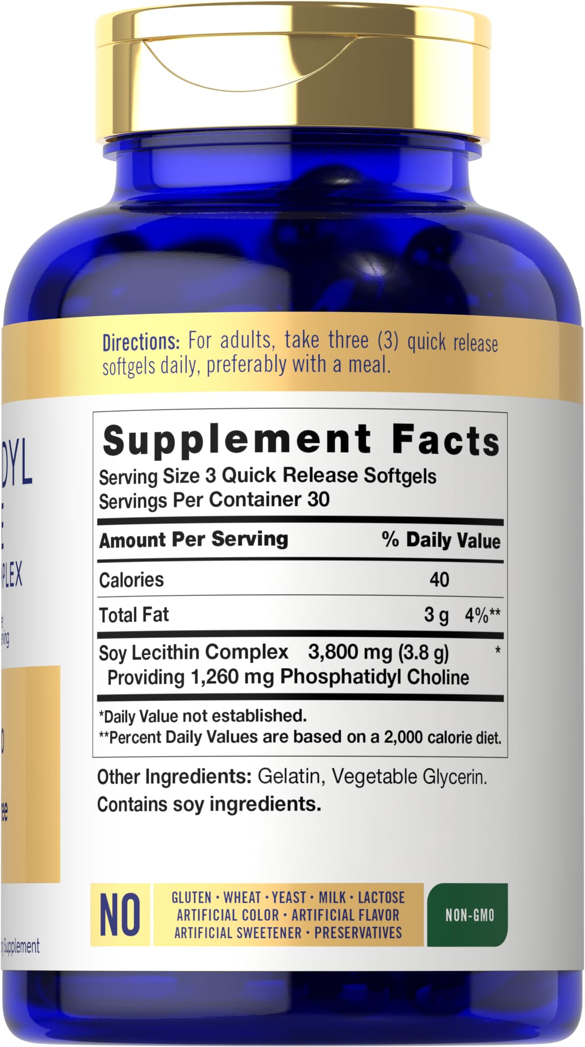 Carlyle Phosphatidyl Choline 90 softgels bottle side label details