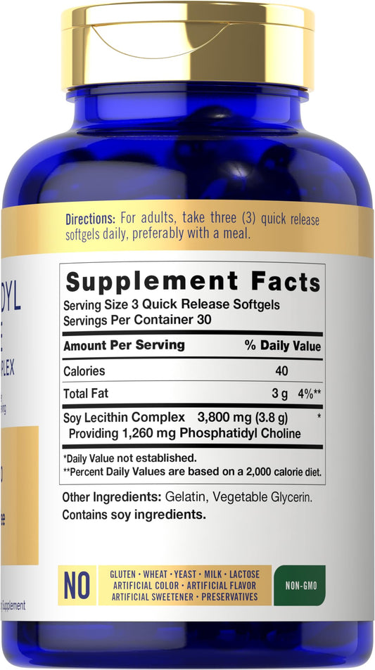 Carlyle Phosphatidyl Choline 90 softgels bottle side label details