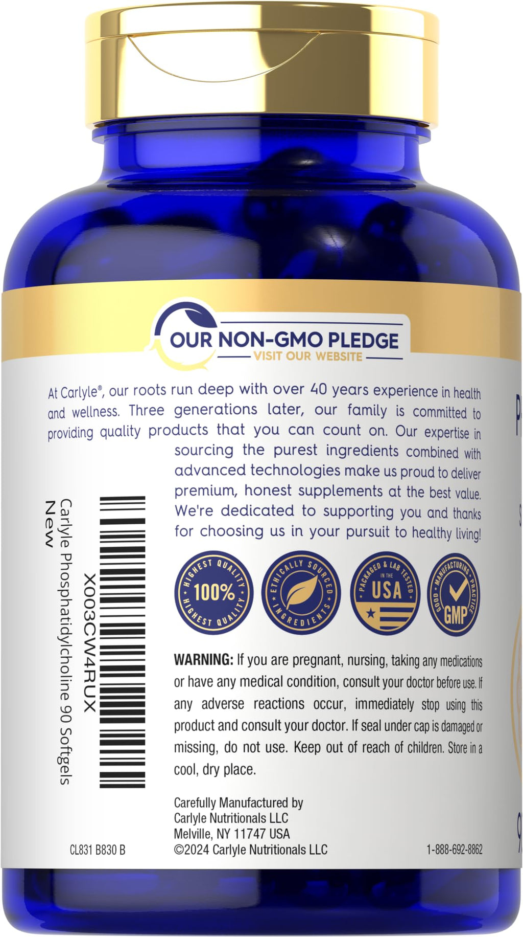 Carlyle Phosphatidyl Choline supplement facts nutrition label