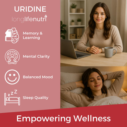 LongLifeNutri Uridine Monophosphate 120 vegetarian capsules bottle