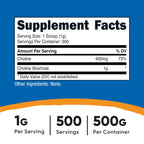 Nutricost Choline Bitartrate supplement label details