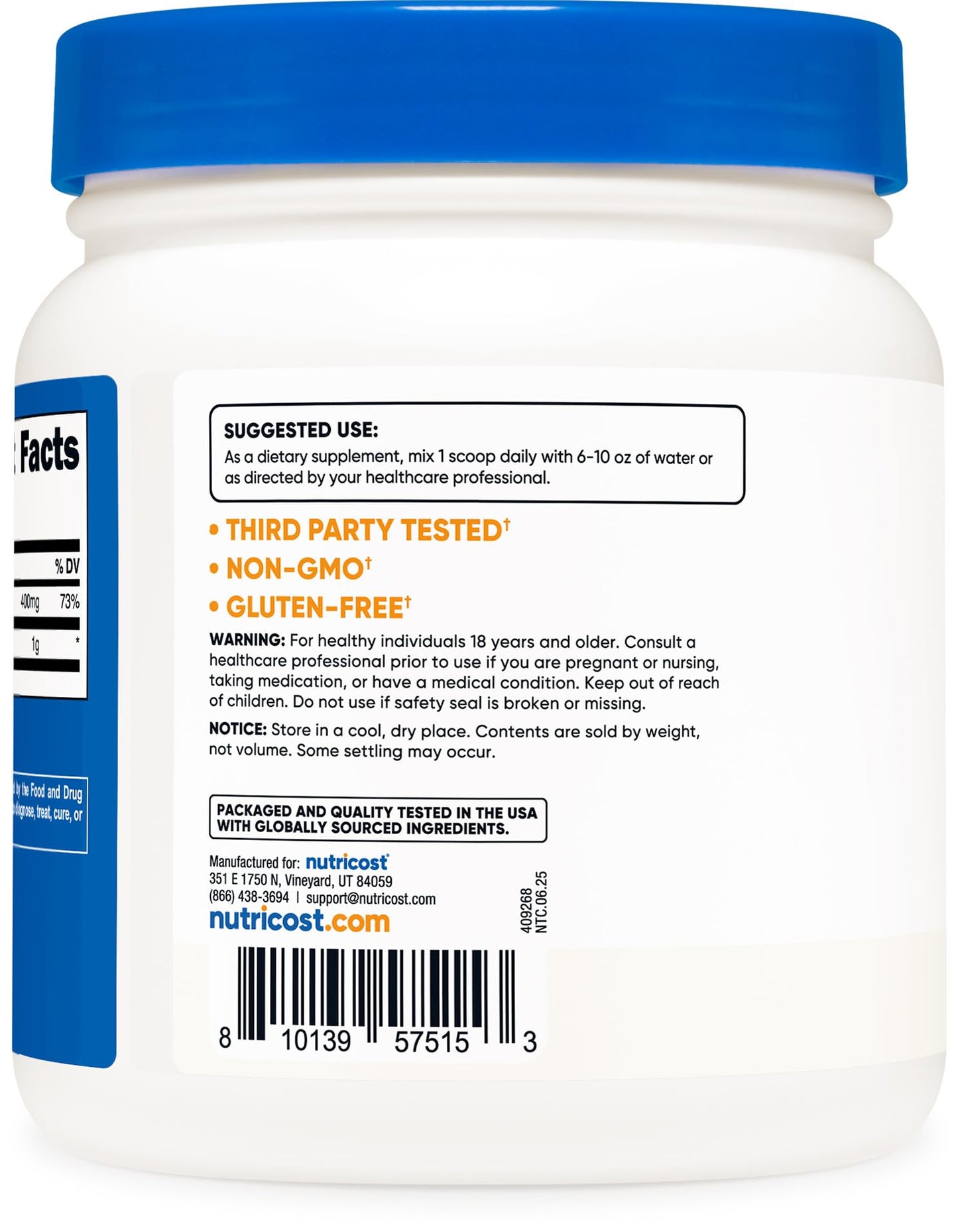 Authentic Nutricost dietary supplement packaging imported from USA