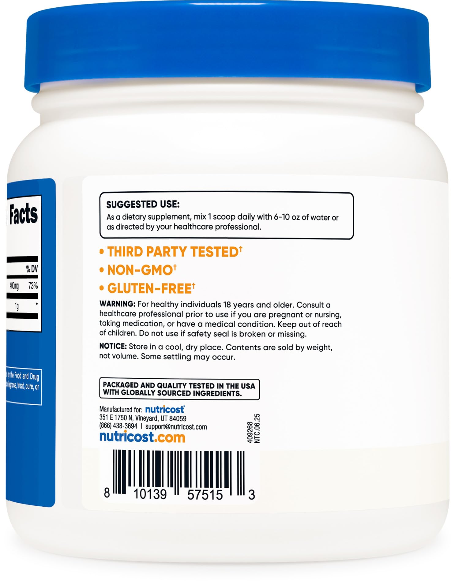 Authentic Nutricost dietary supplement packaging imported from USA