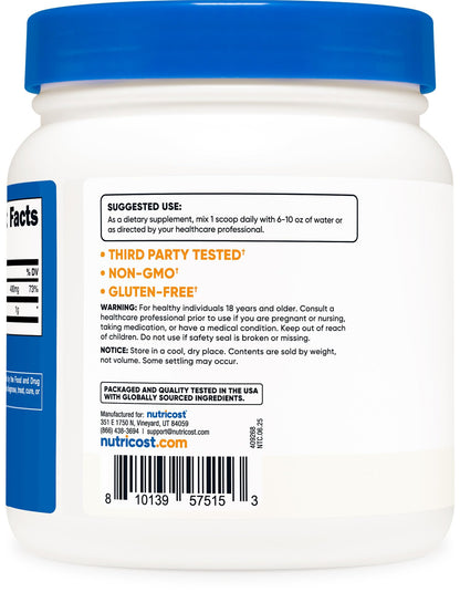 Authentic Nutricost dietary supplement packaging imported from USA