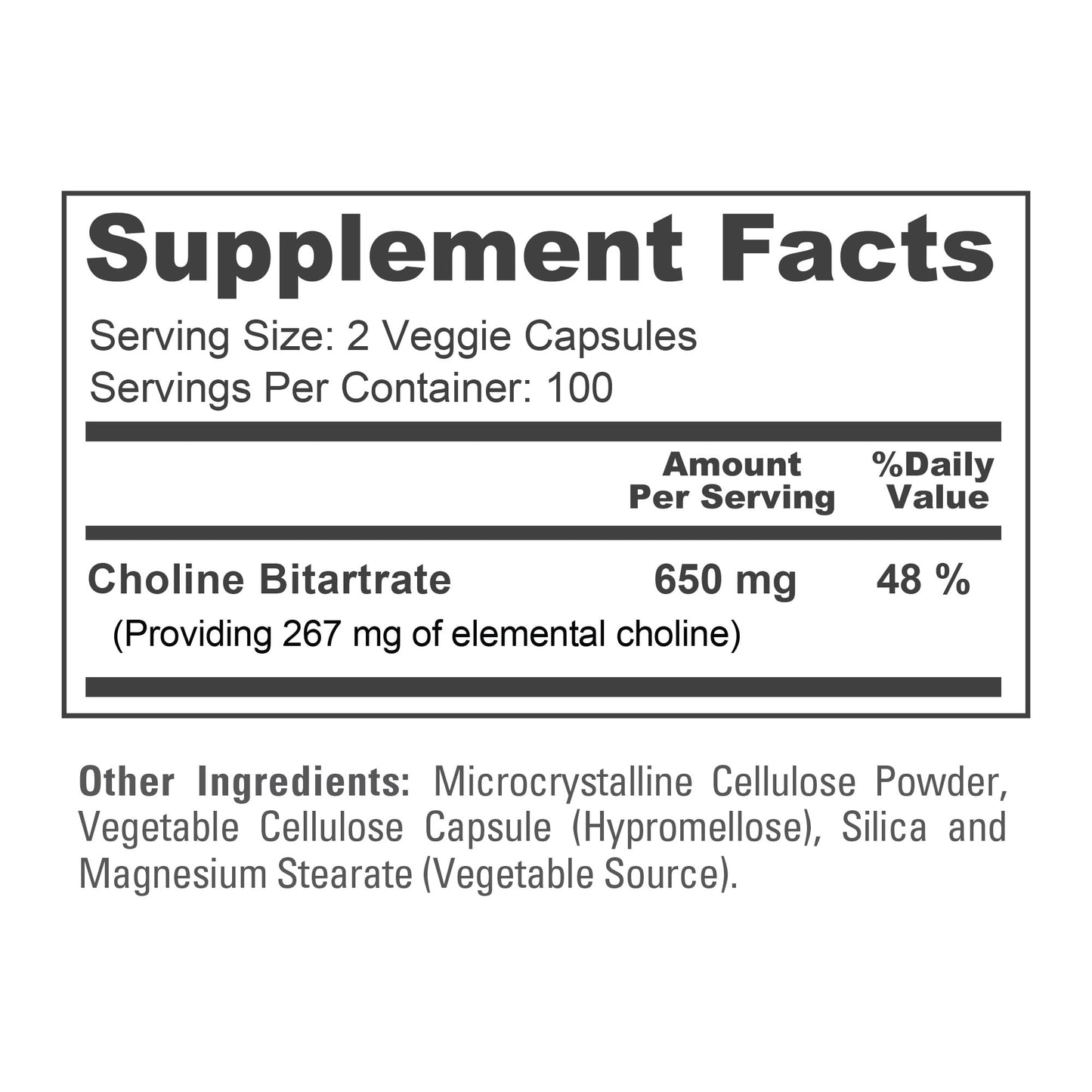 Side view of NusaPure Choline Bitartrate 200 count bottle