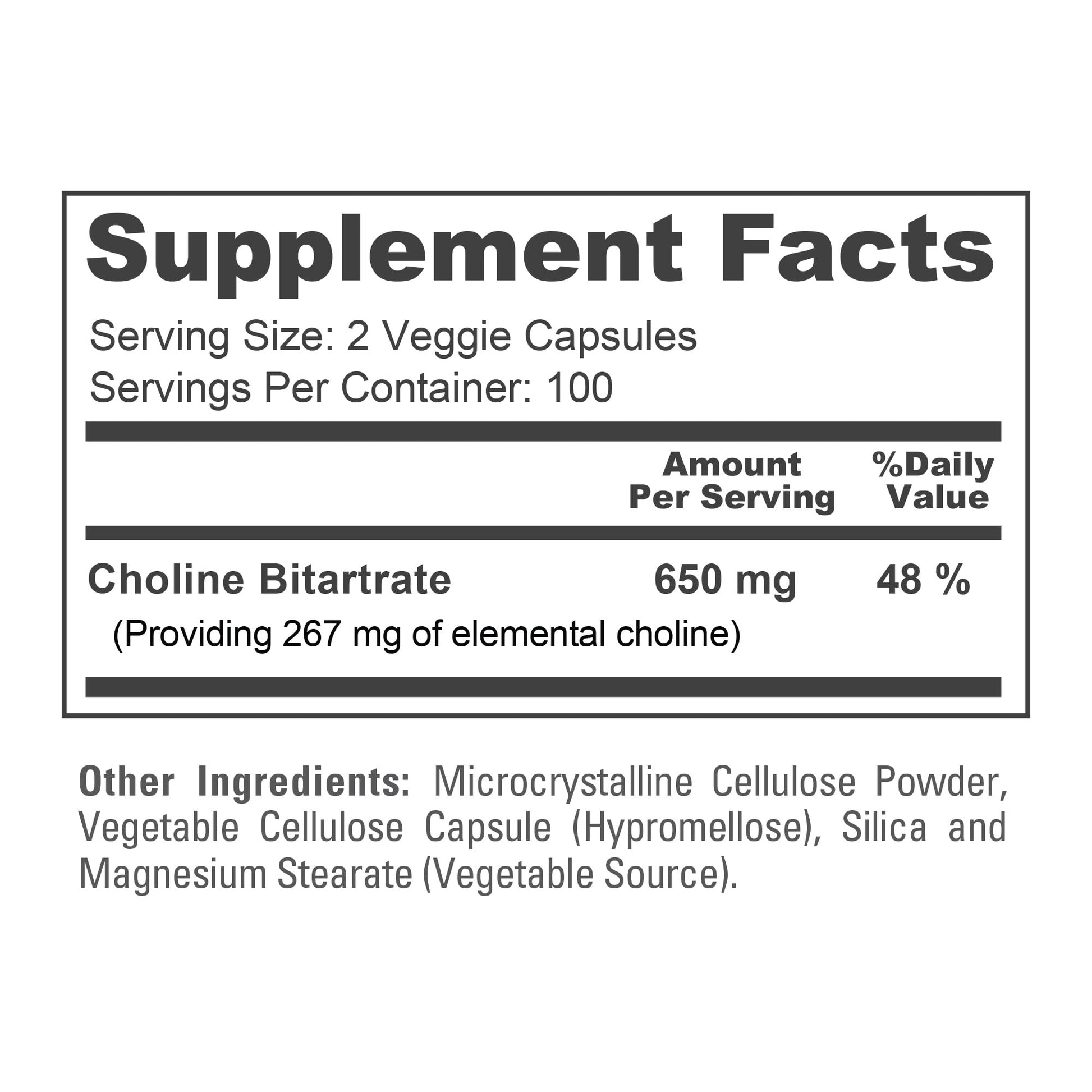 Side view of NusaPure Choline Bitartrate 200 count bottle