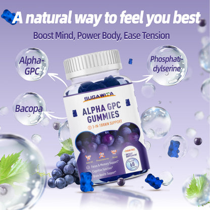 Sugawita 3-in-1 brain support gummies bottle