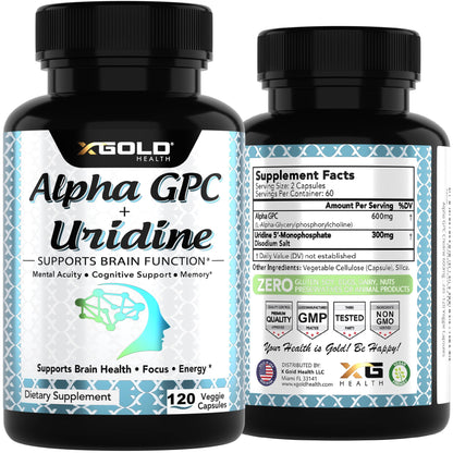 X Gold Health 900mg Nootropic supplement bottle in lifestyle setting.