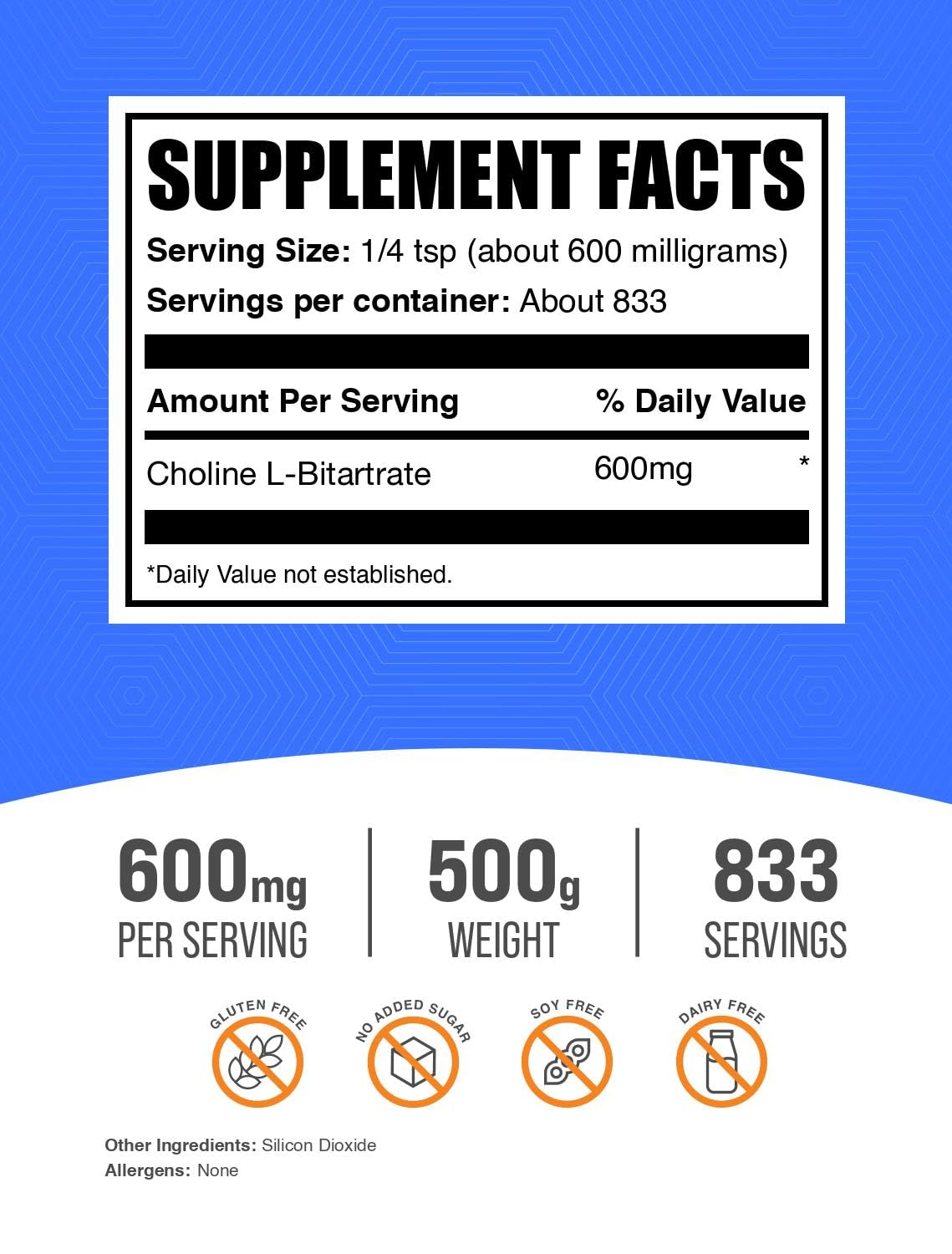 BulkSupplements Choline Bitartrate unflavored powder texture