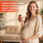 Unflavored easy to swallow choline bitartrate vegan capsules displayed out of bottle