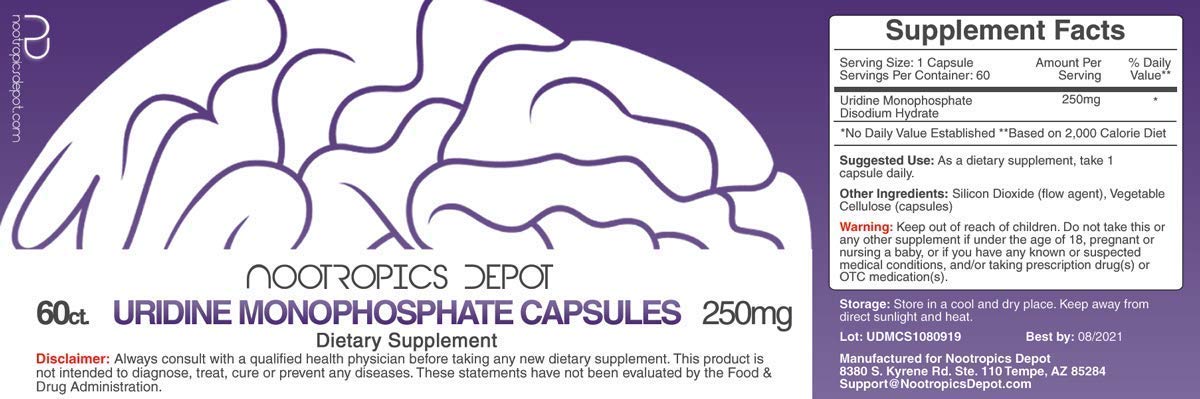 Nootropics Depot Uridine Monophosphate label supplement facts