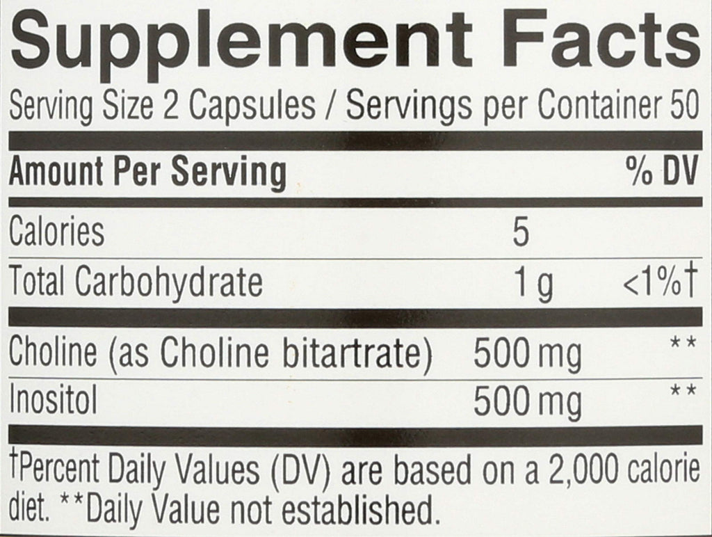 Nature's Way Choline and Inositol side profile packaging