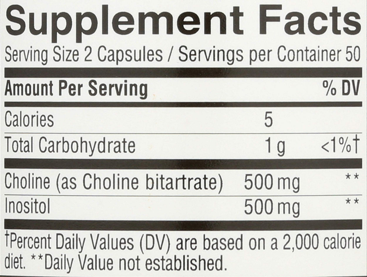Nature's Way Choline and Inositol side profile packaging