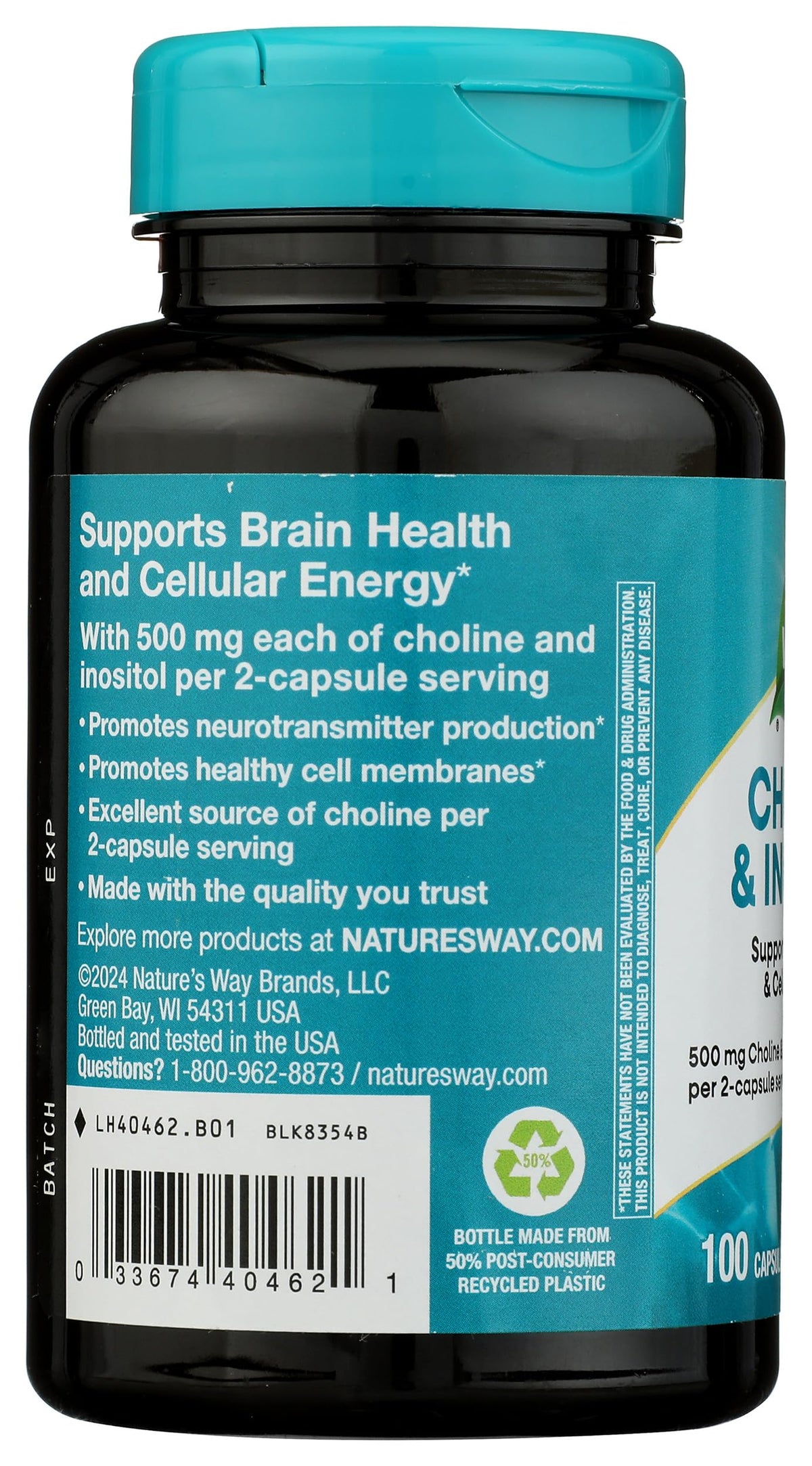 Nature's Way Choline and Inositol nutritional information