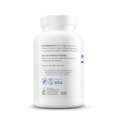 Side profile of Biotics Research Phosphatidylcholine supplement bottle