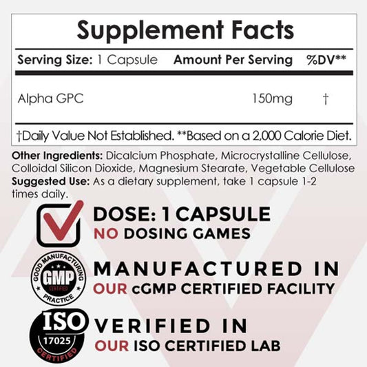 Nootropics Depot Alpha GPC supplement facts label
